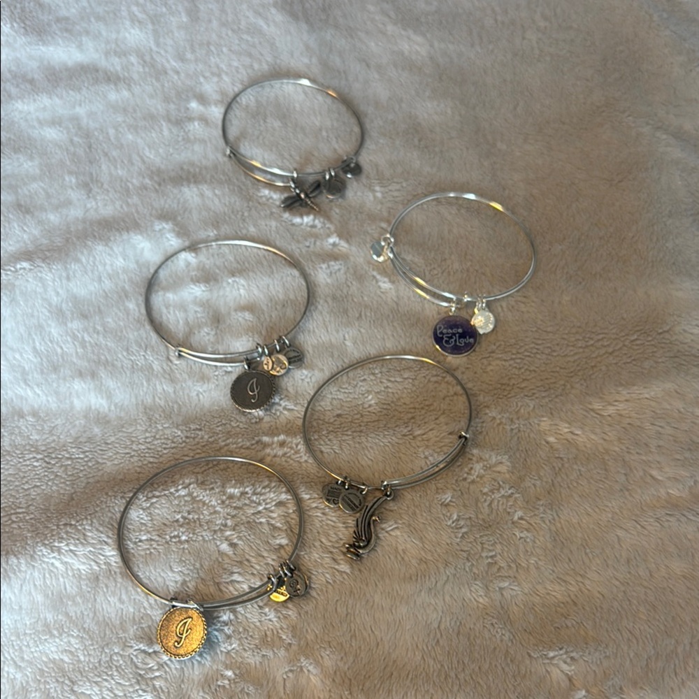 Alex and Ani Silver Minimalist Charm Bracelets Set